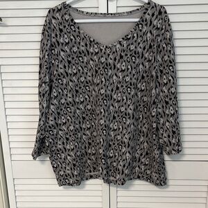 Kim Rogers Women's Black and Gray Leopard Print Top 3X